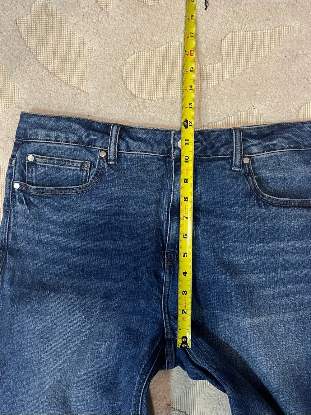 Quince Bella Stretch Relaxed Straight Jeans Atlantic Blue 32 High Rise Crop - Picture 6 of 8